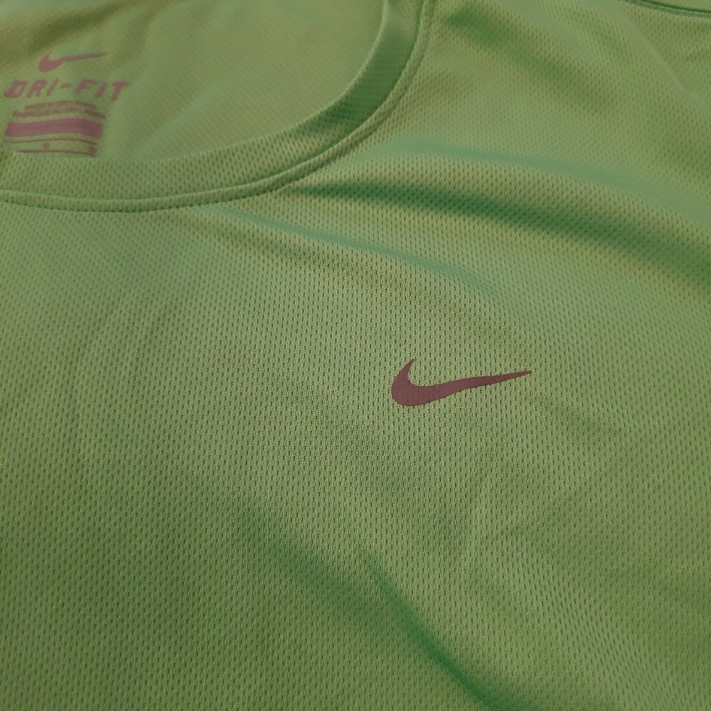 NIKE RUNNING LIME GREEN DRI-FIT ATHLETIC MESH SHIRT